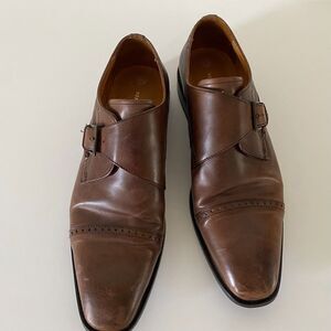 Sir Edward Men's Sz 10.5 Brown Leather‎ Monk Strap Shoes Made in Italy